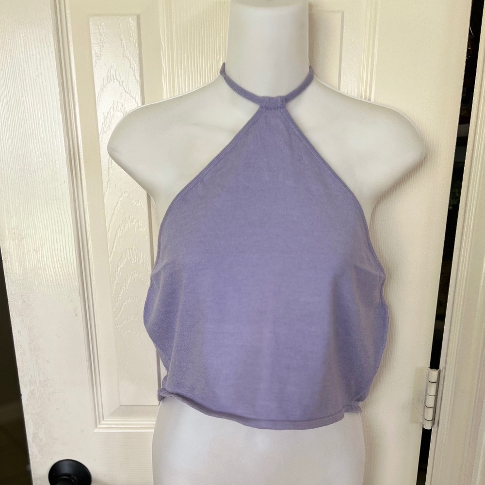 WeWoreWhat Knit Heather Purple Halter Top